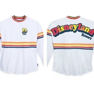 Disney White Long Sleeve Tee with Colorful Stripes